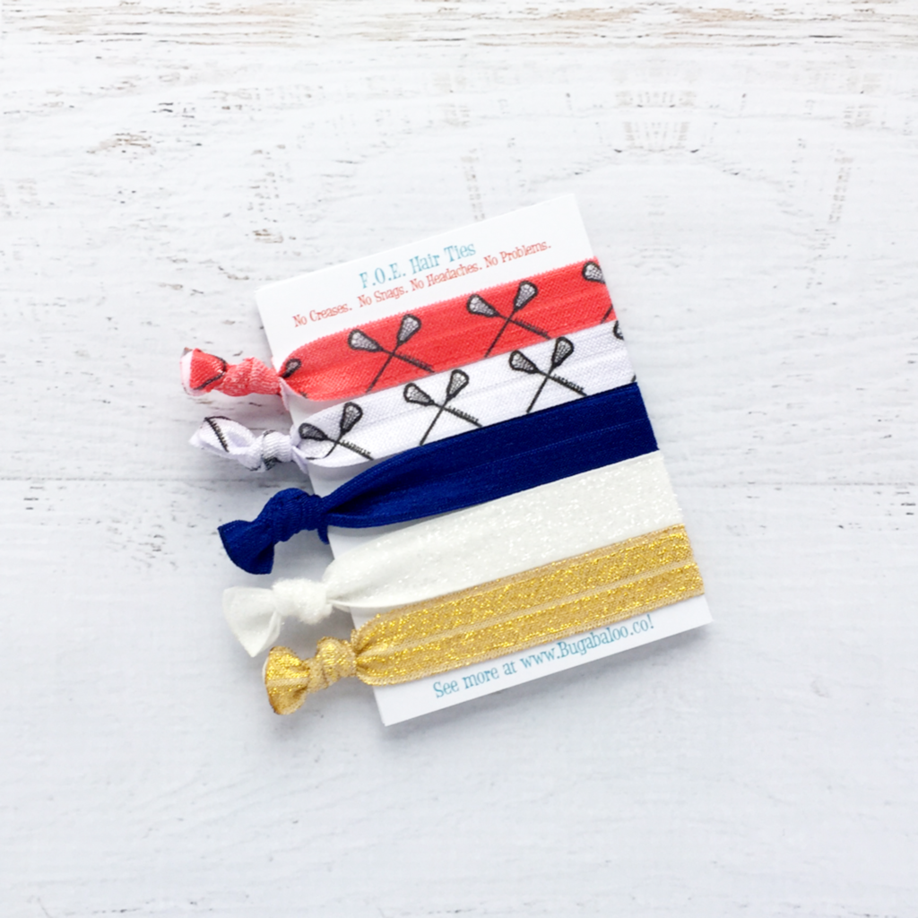 FOE Hair Ties - USA Lacrosse Red White and Blue with Gold
