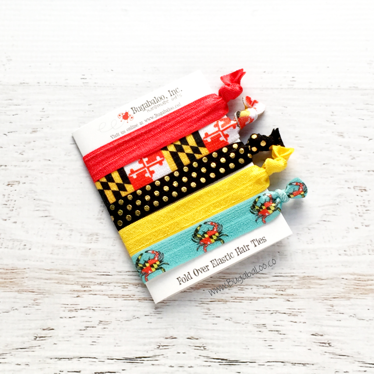 FOE No Crease Hair Ties - Maryland Flag , Crabs, and Dots