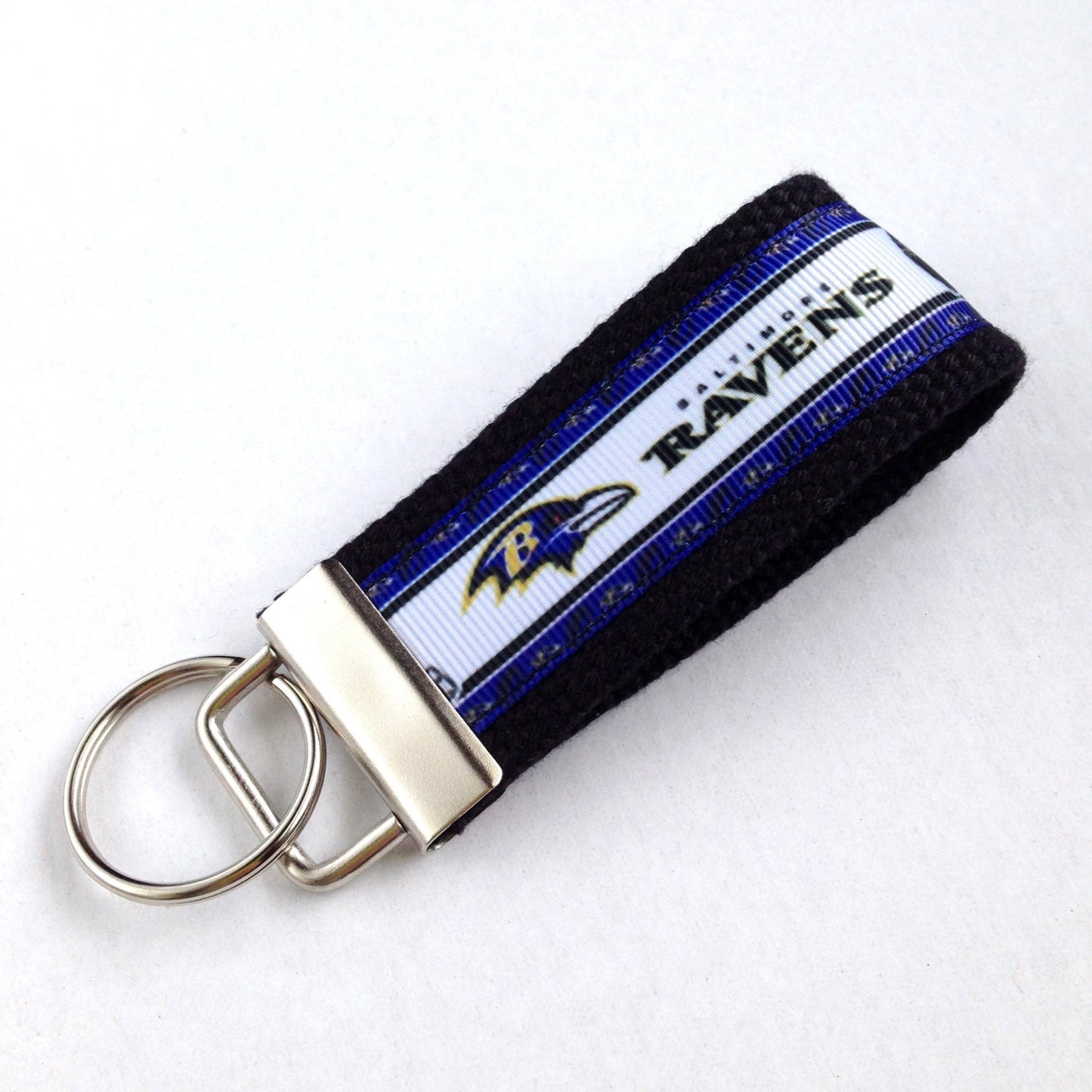 Key Fob (Medium): Black and Purple Baltimore Ravens Football Themed Key Fob Key Chain