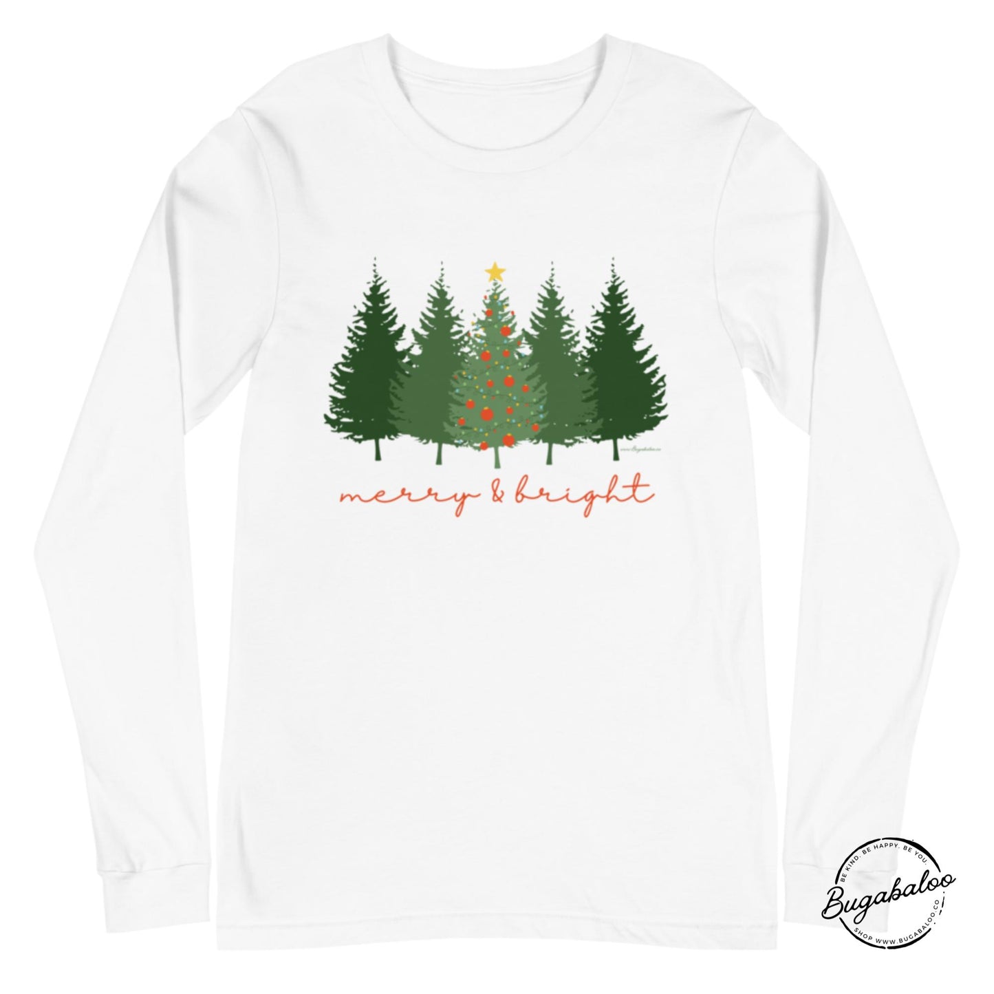 Merry and Bright Christmas Tree Unisex Long Sleeve Tee