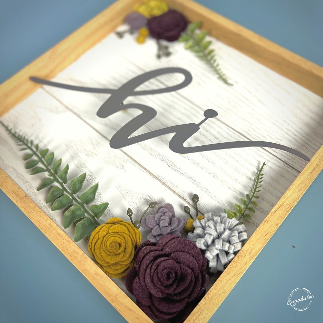 Hi Fall Colors Wall Garden Wall Decor Wood Sign with Wool Felt Flowers