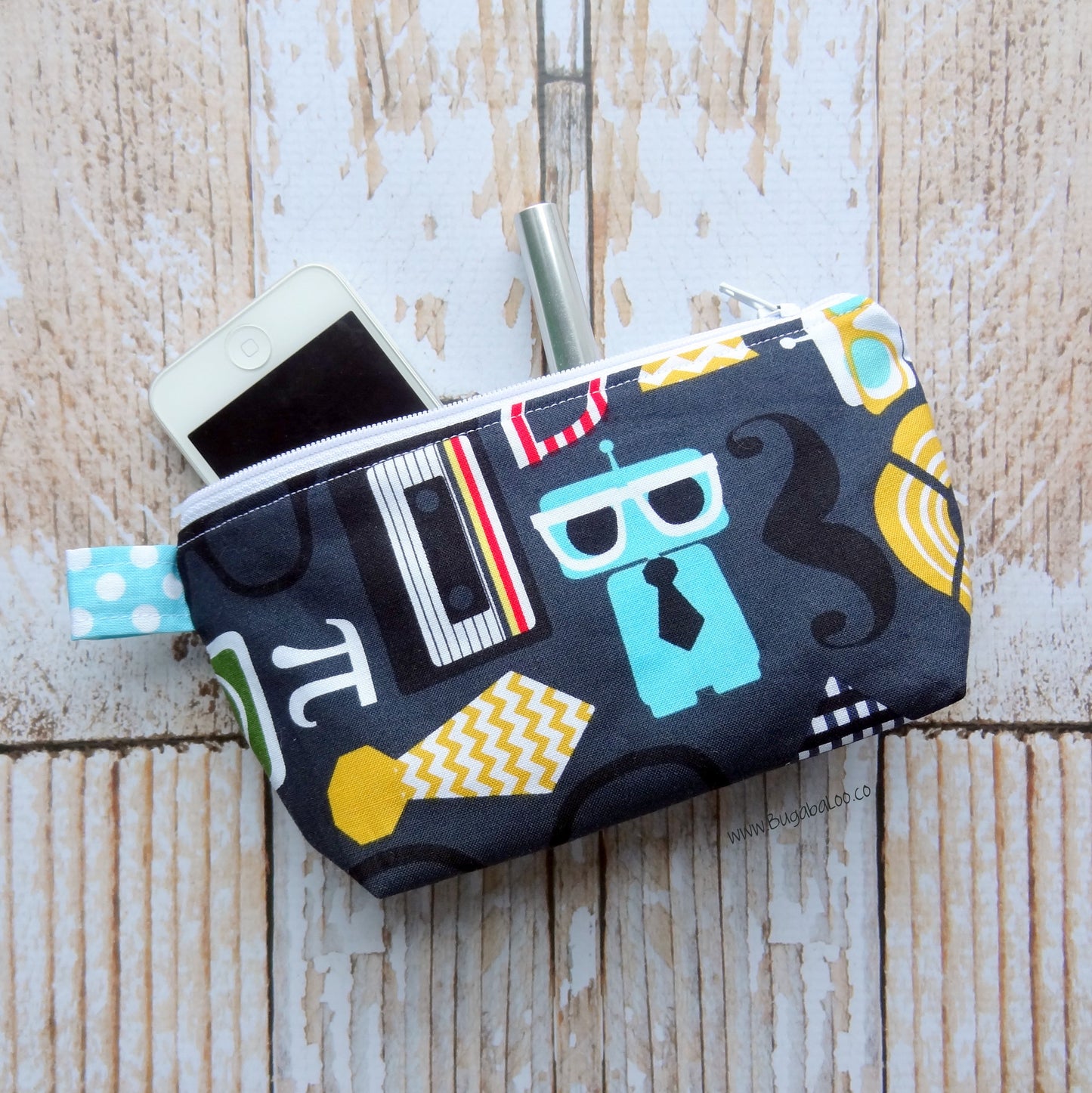 Nerdy Robot Zipper Pouch, Makeup Bag, Essentials Bag, Math