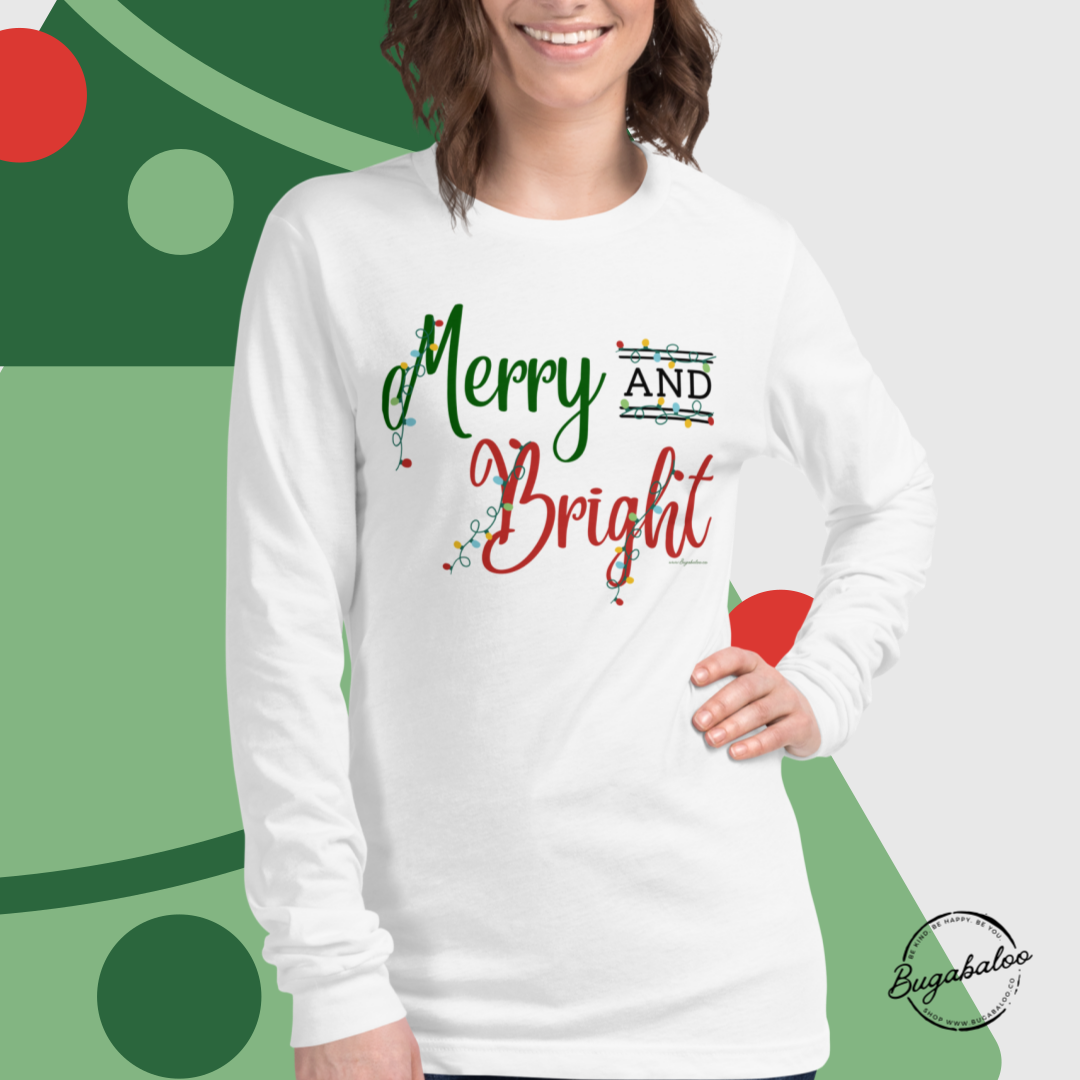 Merry and Bright Christmas Unisex Long Sleeve Tee