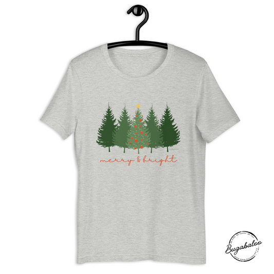 Merry and Bright Christmas Tree Unisex t-shirt