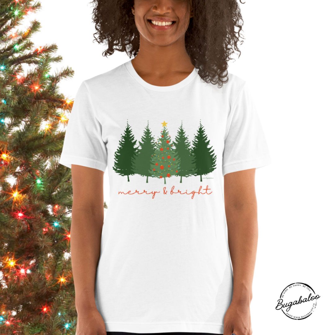 Merry and Bright Christmas Tree Unisex t-shirt