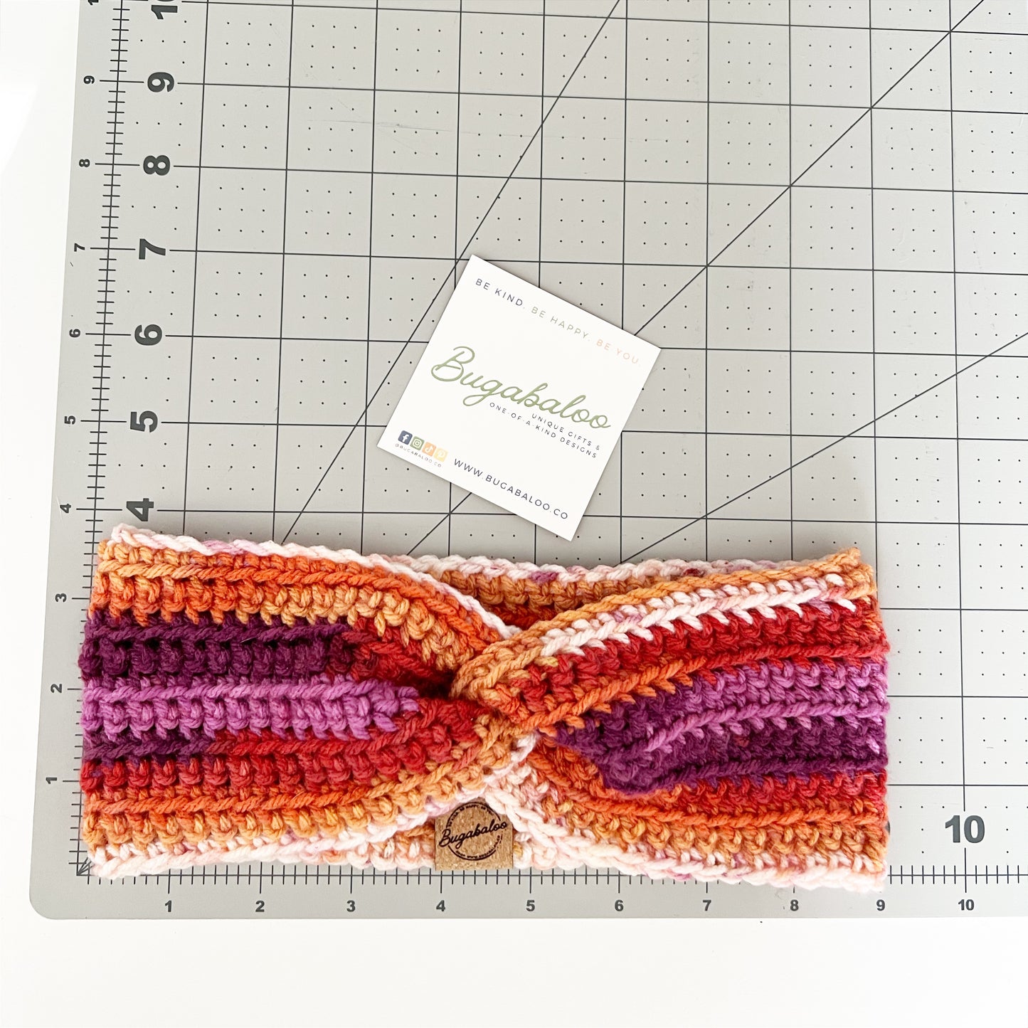 Fall Spirit Orange and Purple Crochet Knit Winter Twisted Headband Ear Warmer