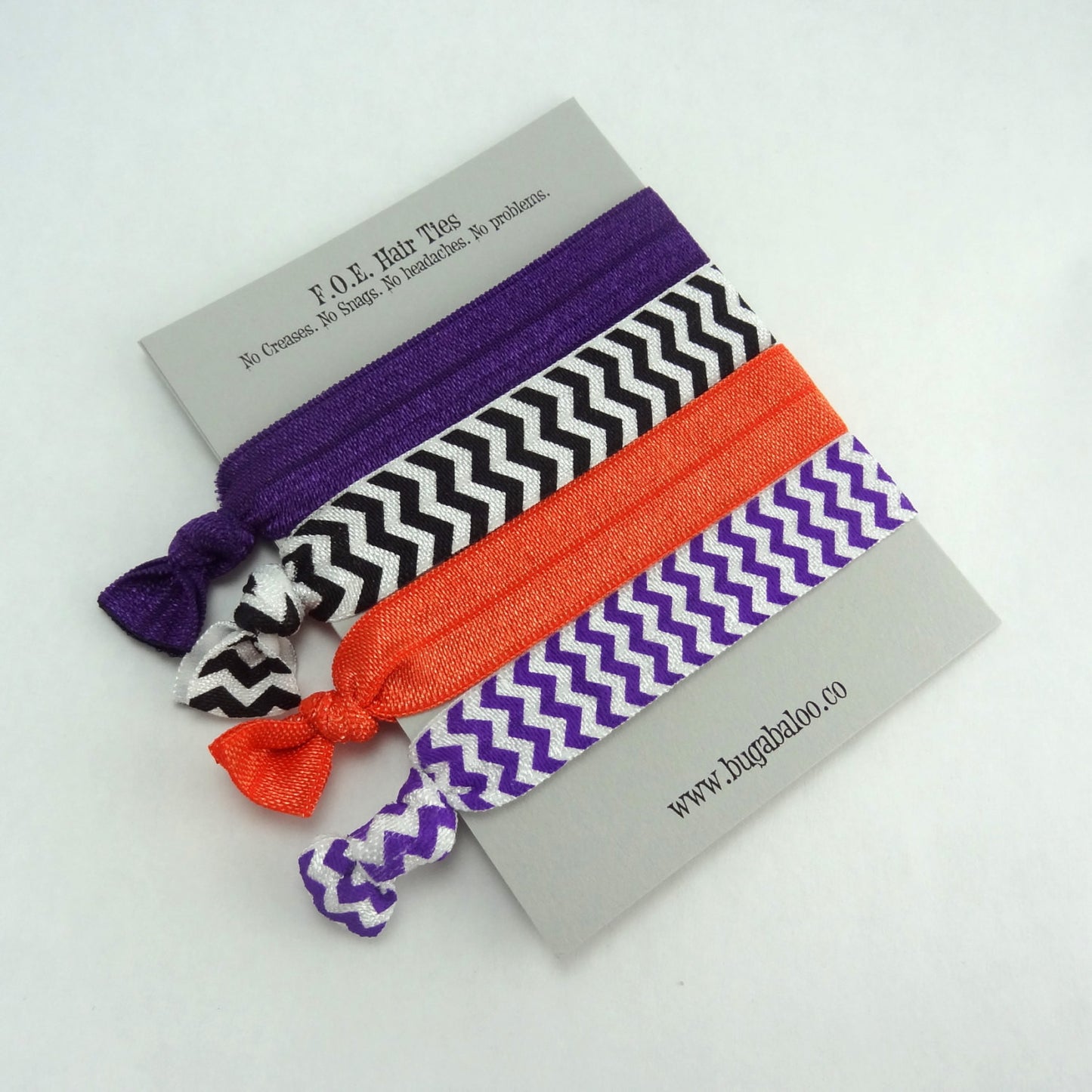 FOE No Crease Hair Ties - Baltimore Halloween Chevron, Set of 4
