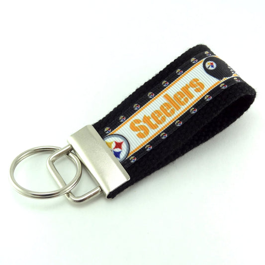 Key Fob (Small): Black and Yellow Gold Pittsburg Steelers Football Themed Key Fob Key Chain