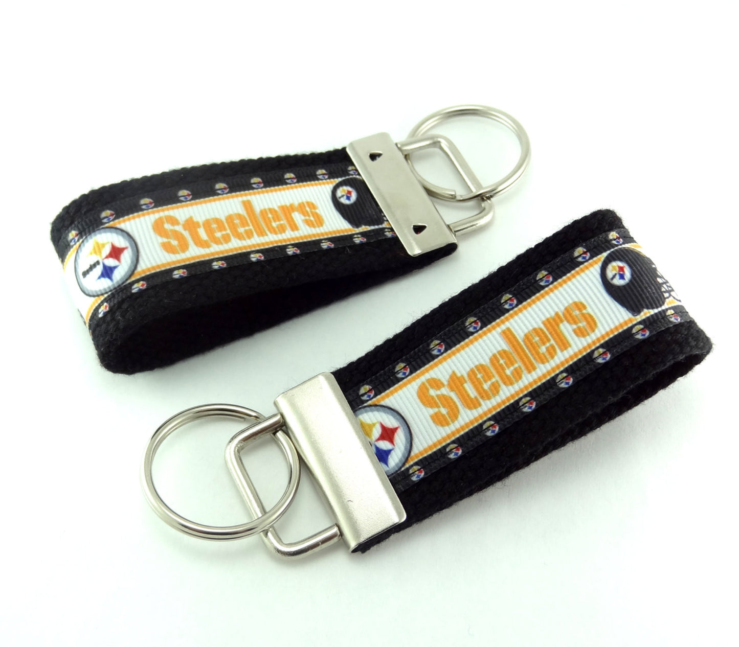 Key Fob (Small): Black and Yellow Gold Pittsburg Steelers Football Themed Key Fob Key Chain
