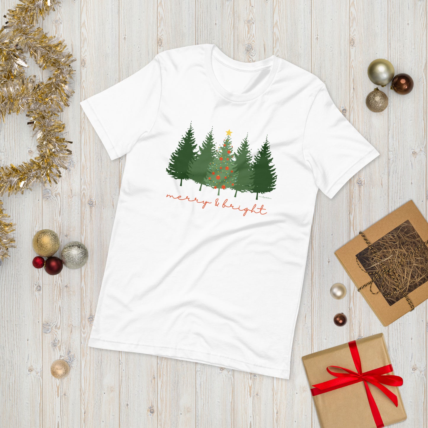 Merry and Bright Christmas Tree Unisex t-shirt